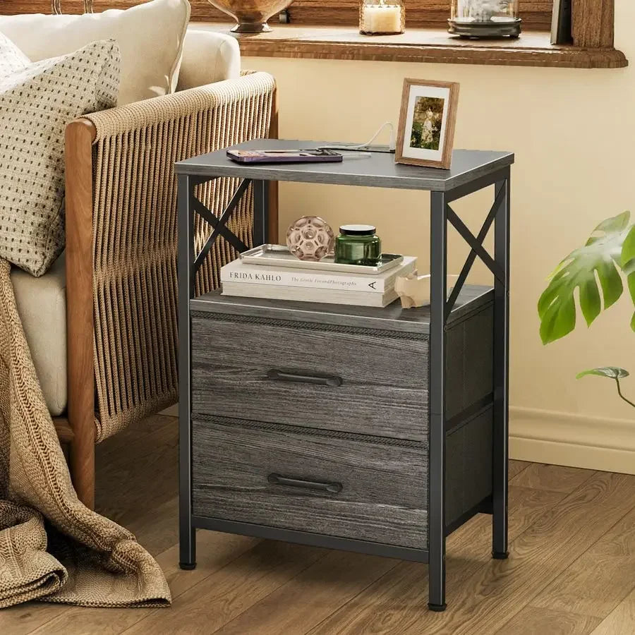 Dual Nightstand Set with USB-C Charging