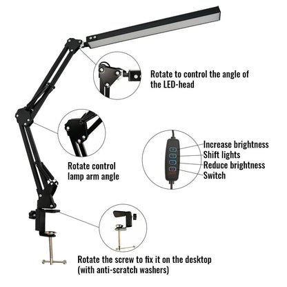 Swing Arm Clamp Desk Lamp