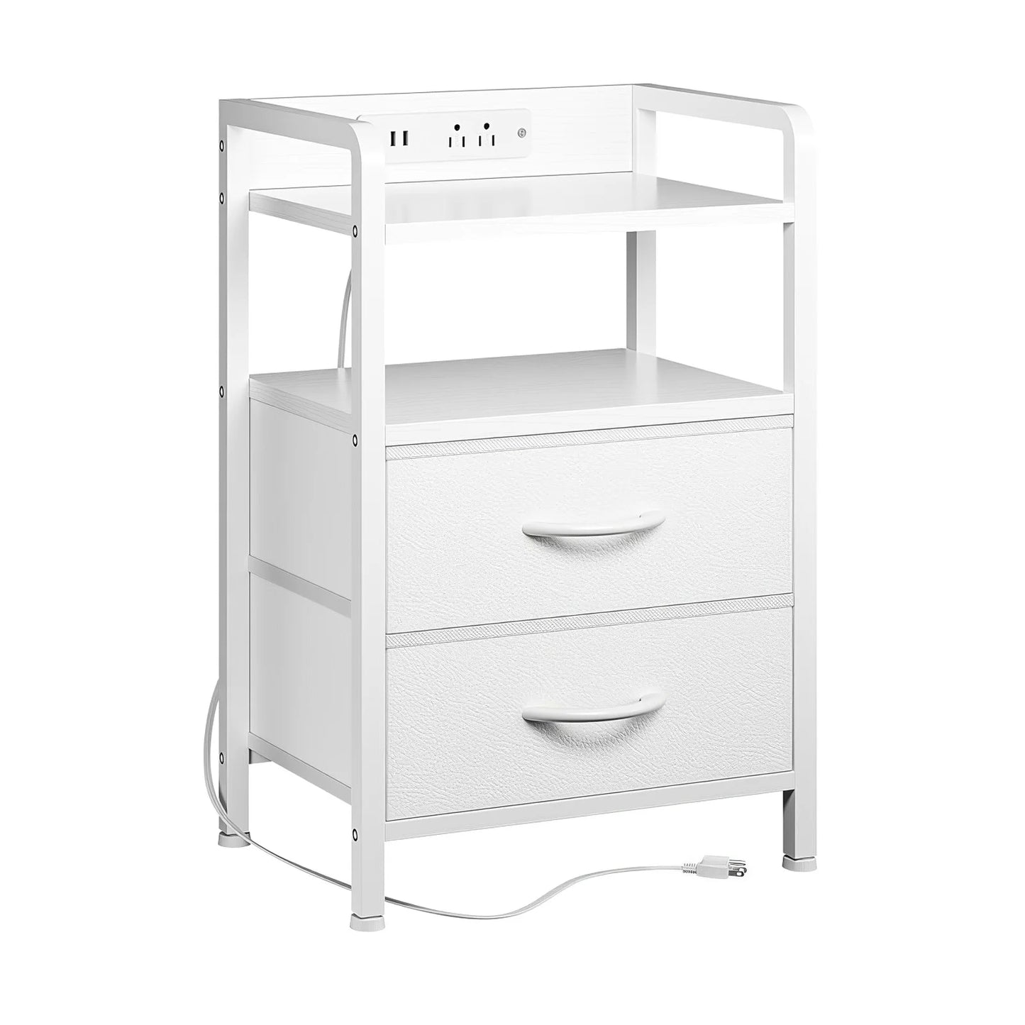 Industrial Loft Nightstand with Drawers & LED