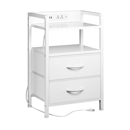 Industrial Loft Nightstand with Drawers & LED