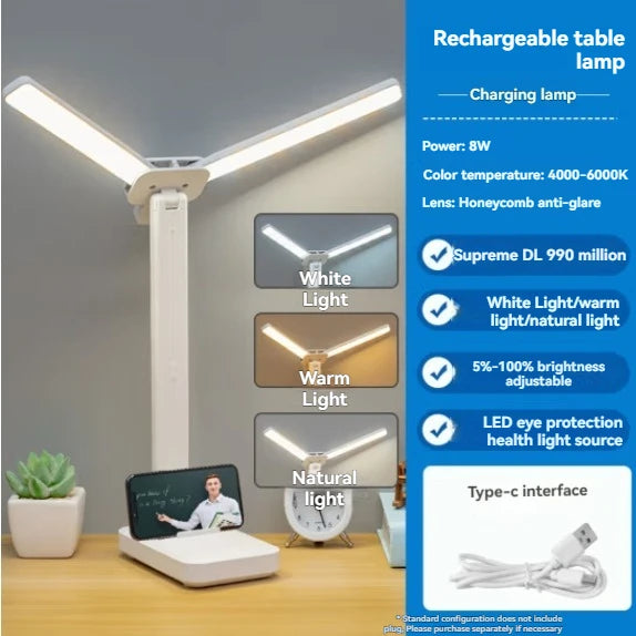 Dual-Head Foldable LED Desk Lamp