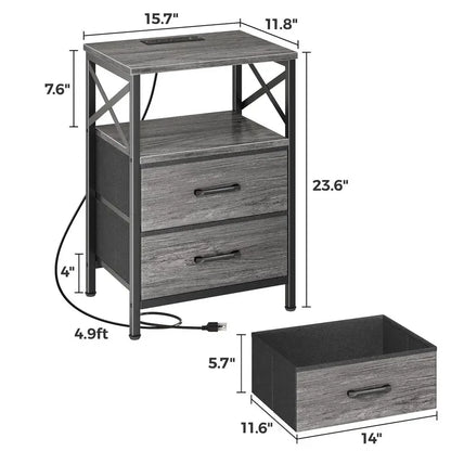 Dual Nightstand Set with USB-C Charging