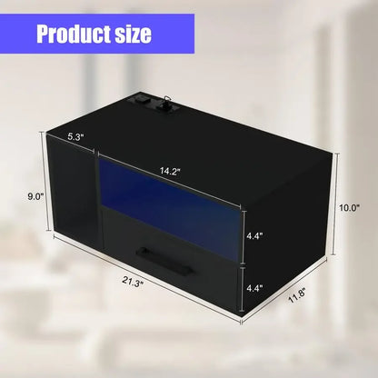 Float Shelf Nightstand with LED & Charger