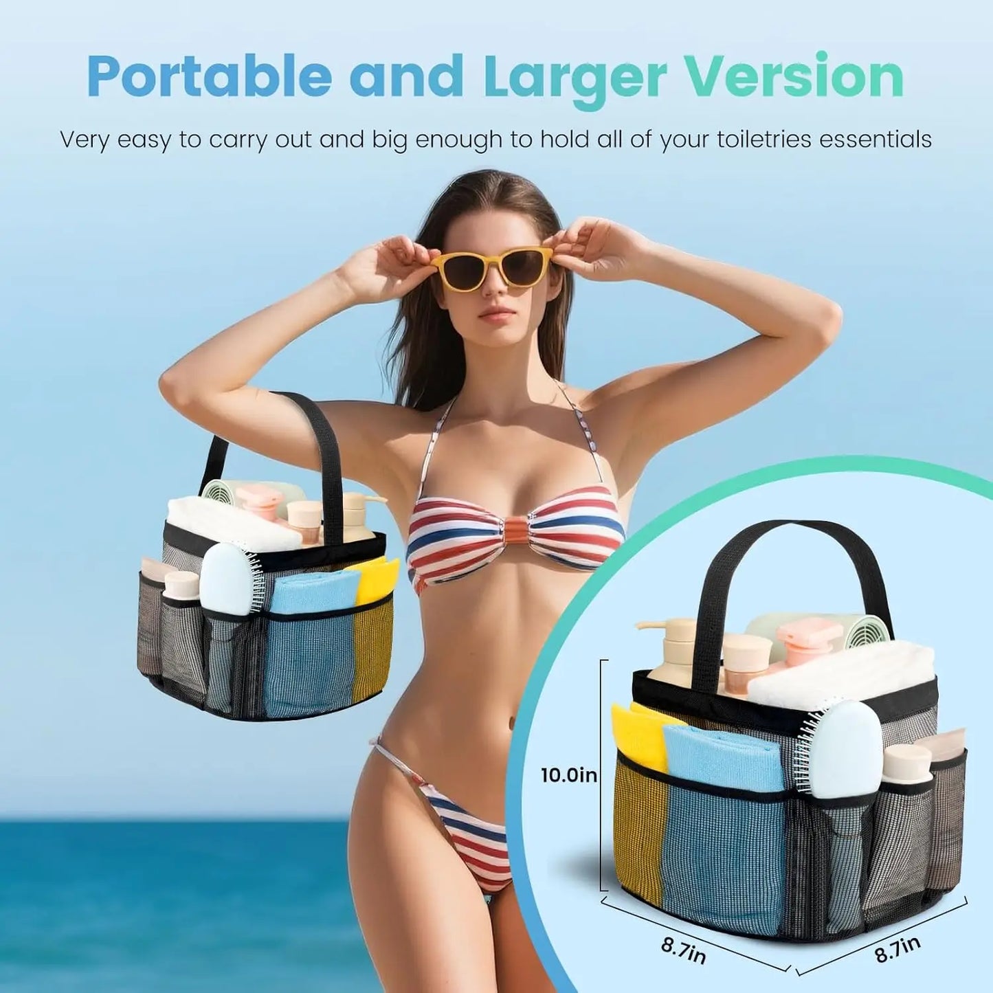 9-Pocket Mesh Shower Caddy Bag