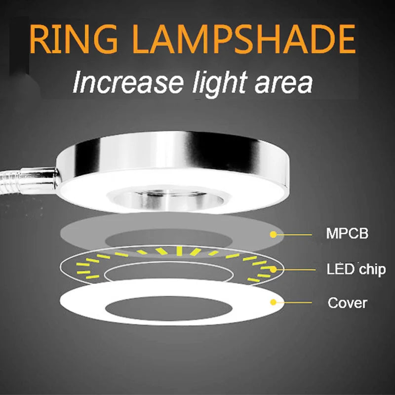 Gooseneck Ring Clamp Desk Lamp