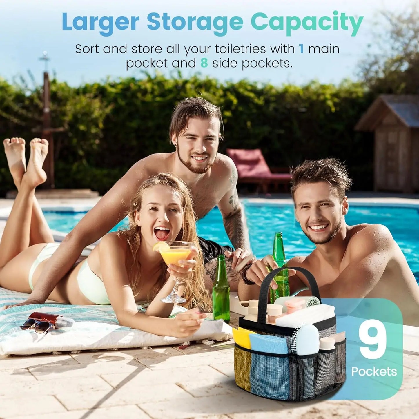 9-Pocket Mesh Shower Caddy Bag
