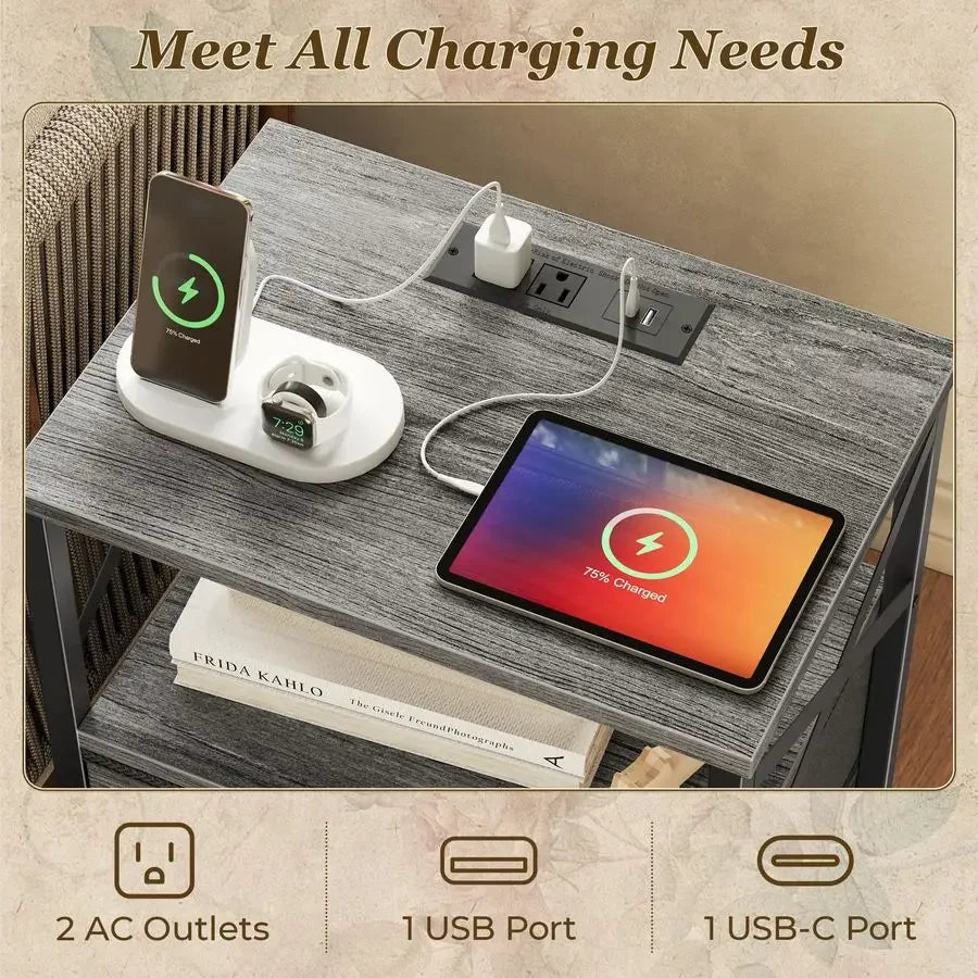 Dual Nightstand Set with USB-C Charging