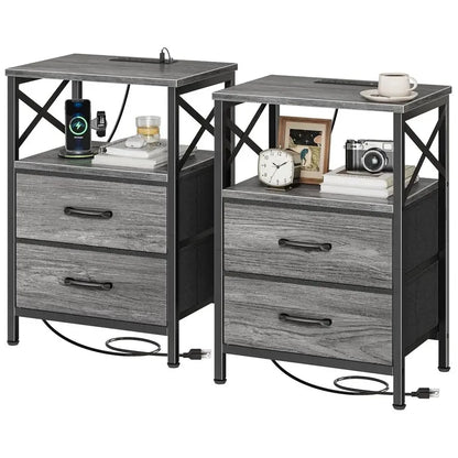 Dual Nightstand Set with USB-C Charging