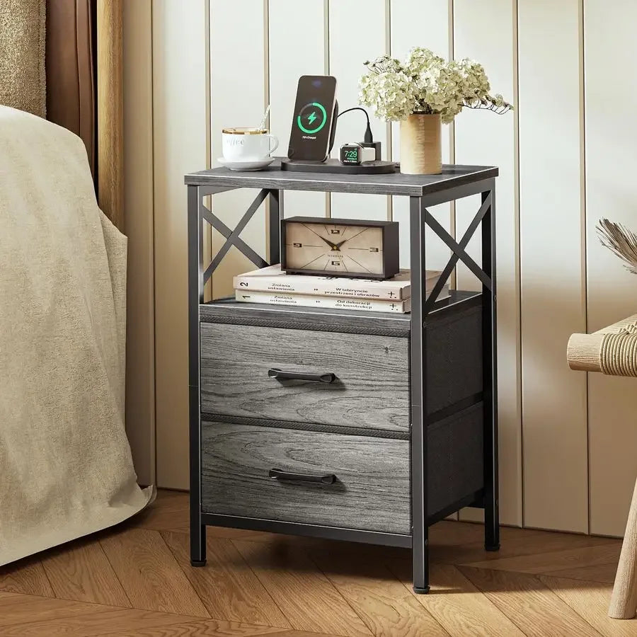 Dual Nightstand Set with USB-C Charging