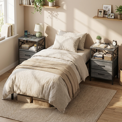 Dual Nightstand Set with USB-C Charging