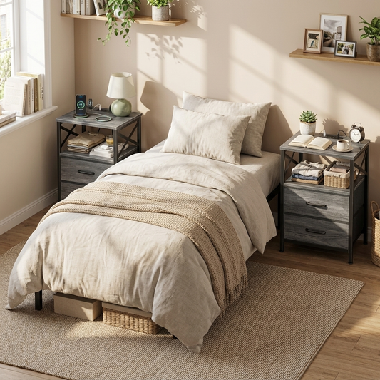 Dual Nightstand Set with USB-C Charging